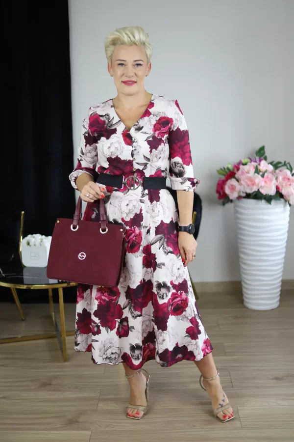 Sukienka kwiaty bordo