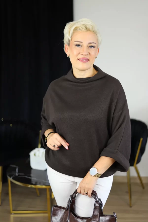 Sweter nietoperz- czekoladowa