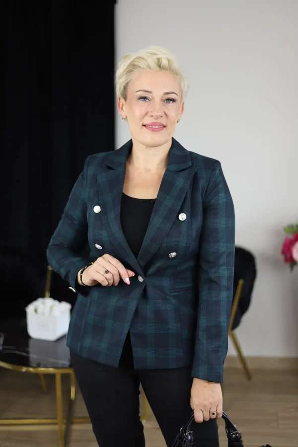 Marynarka dwurzędowa- krata zielona