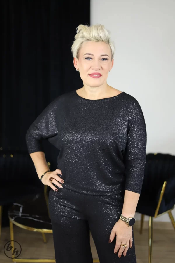 Bluzka damska masełko błysk- czarna