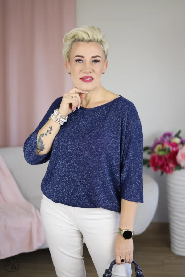 Bluzka damska błysk- granatowa