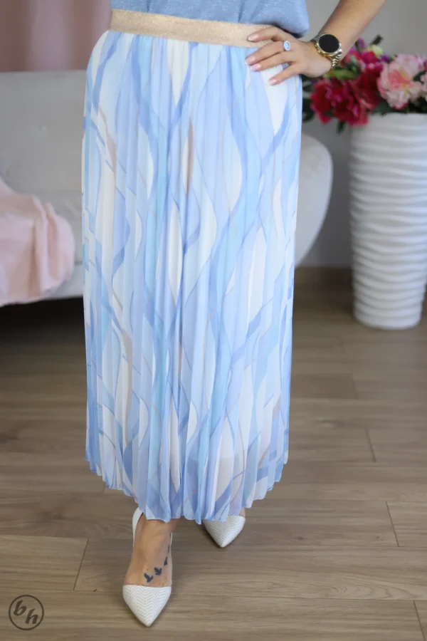 Spódnica plisowana- mazaje błękitne