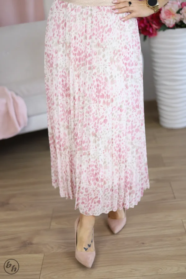 Spódnica plisowana cętki- pudrowy róż