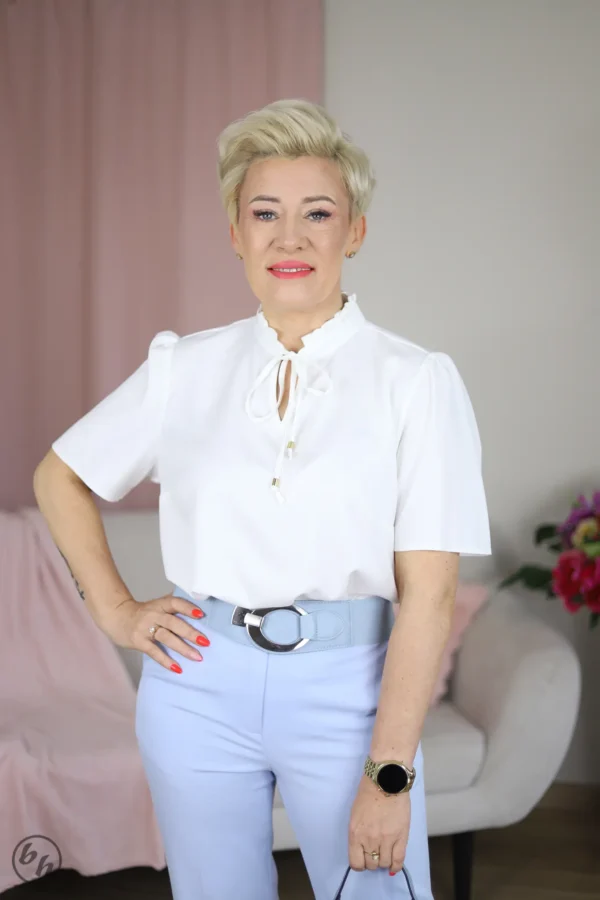 Bluzka wiązanie falbana- ecru