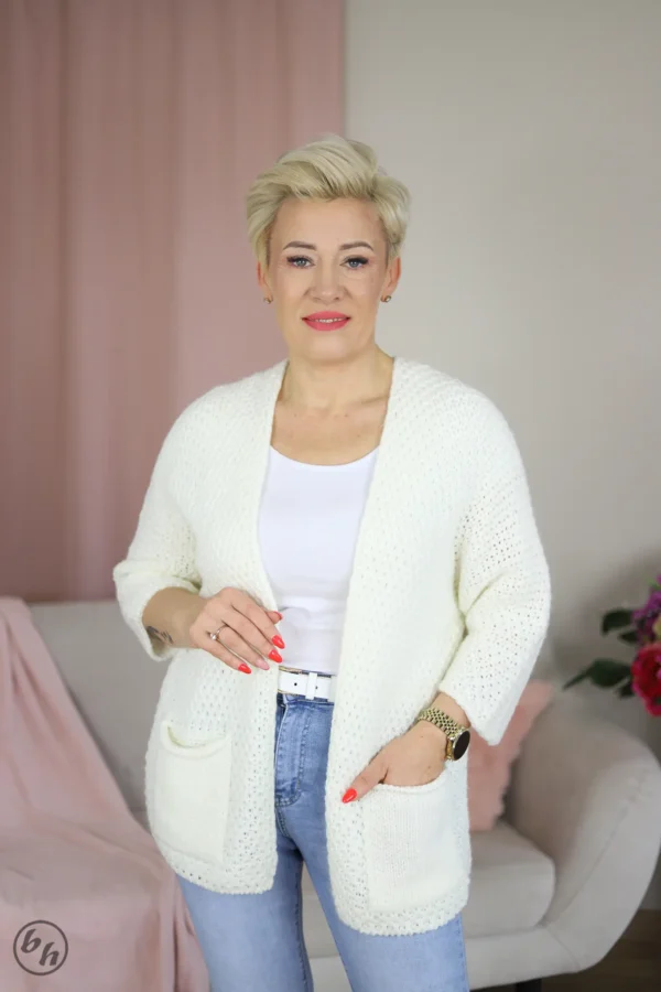 Kardigan kieszenie- ecru