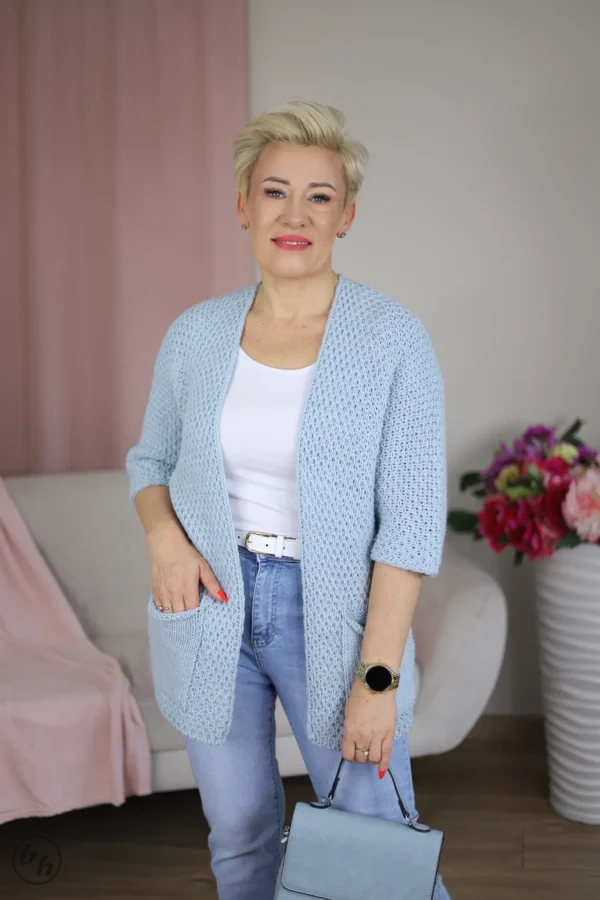 Kardigan kieszenie- błękit