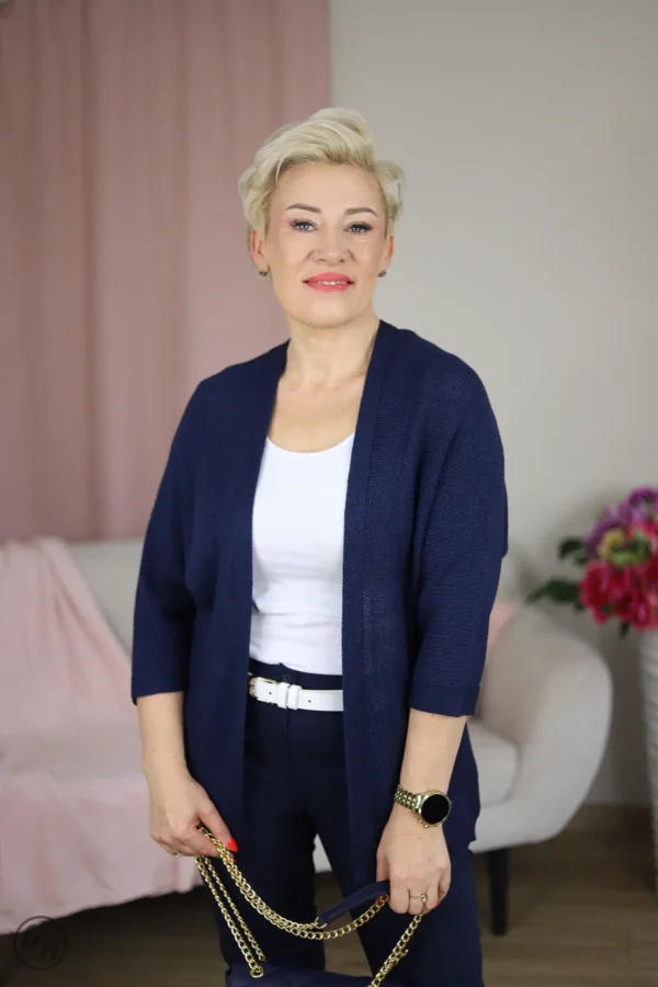 Kardigan siatka- granatowy