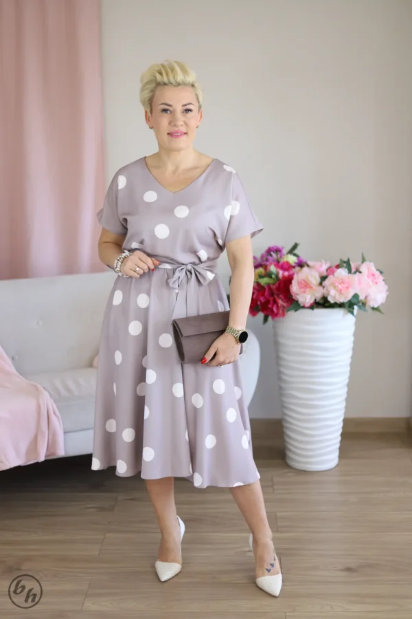 Sukienka puszczona wzór grochy- fango