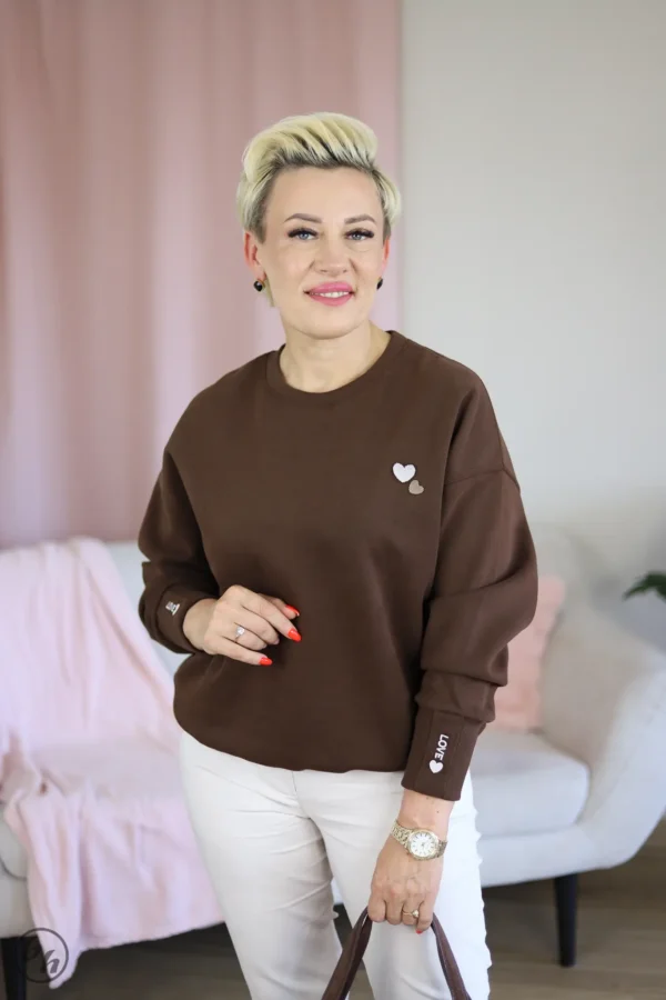 Bluza damska serce- czekoladowa