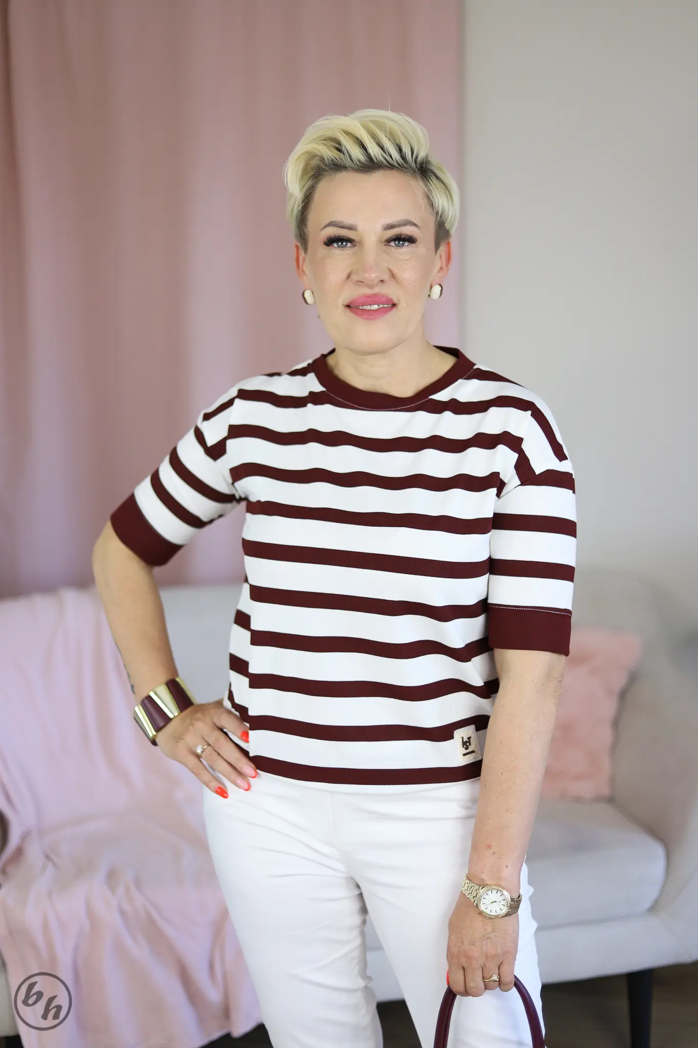 bluzka paski bordo