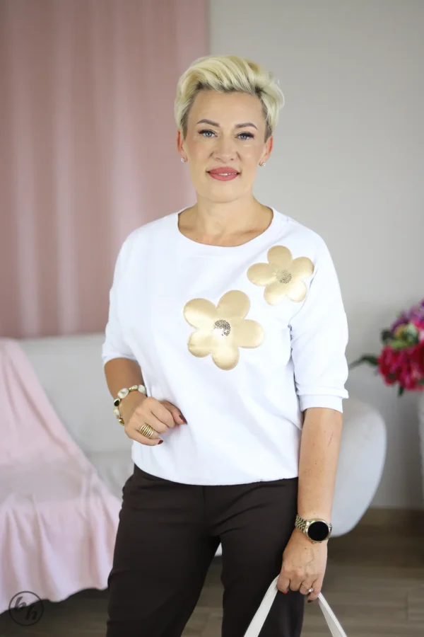 Bluzka damska kwiat- ecru
